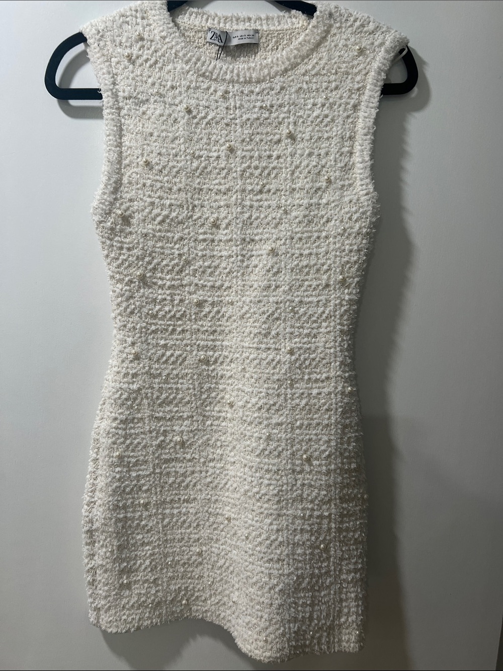 Zara Cream Bouclé Sleeveless Mini Dress